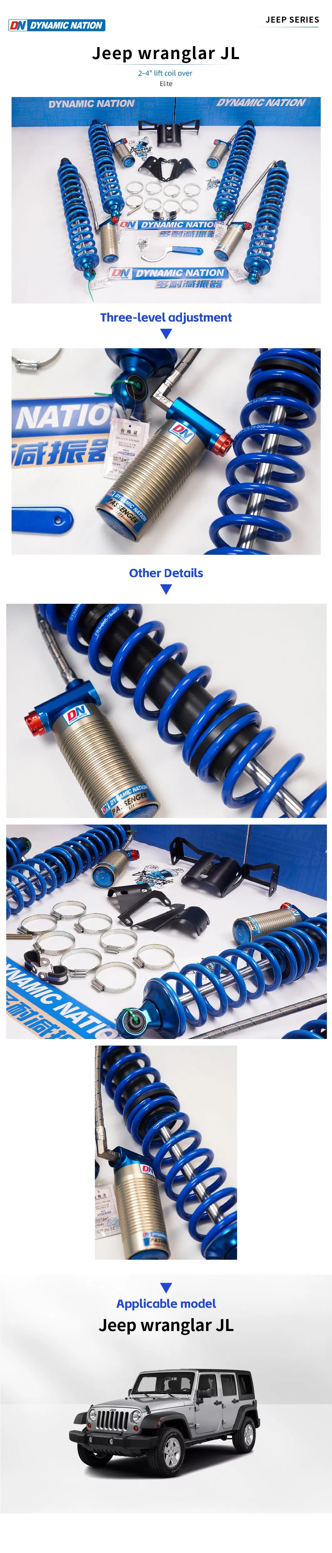 4X4 off -Road Racing Car Front and Rear Coilover Spring Shock Absorber for Jeep Wrangler Jl 2-4&quot; Auto Part